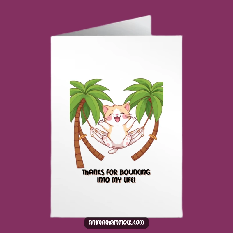 Free Printable Cat Hammock Thank You Card - Breezy Downloadable Gift of Thanks