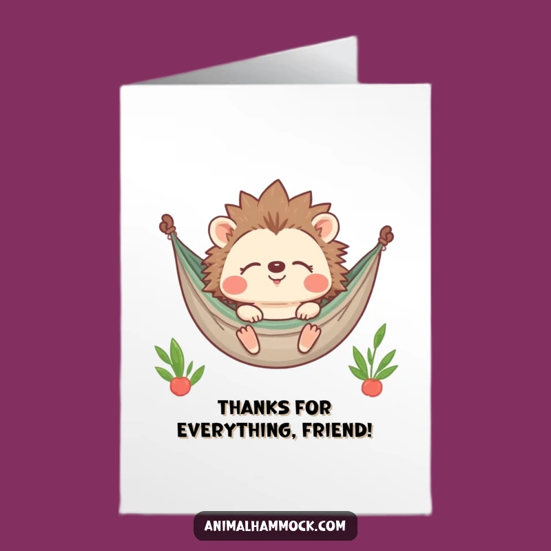 Free Printable Hedgehog Thank You Card: Cozy Thanks, Peaceful Downloadable Gift