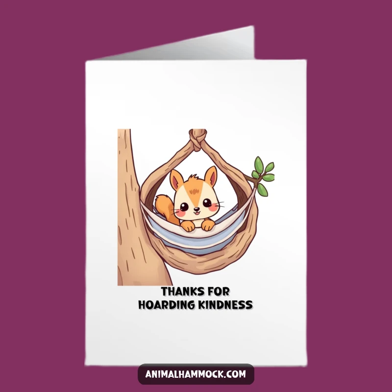Free Printable Squirrel Thank You Card: Cozy Nest Hammock Curious Funny Downloadable Gift