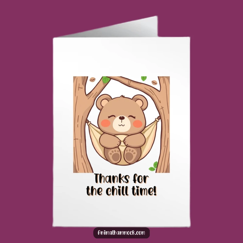 Free Printable Thank You Card: Hammock Bear, Express Gratitude with Sweet Serenity
