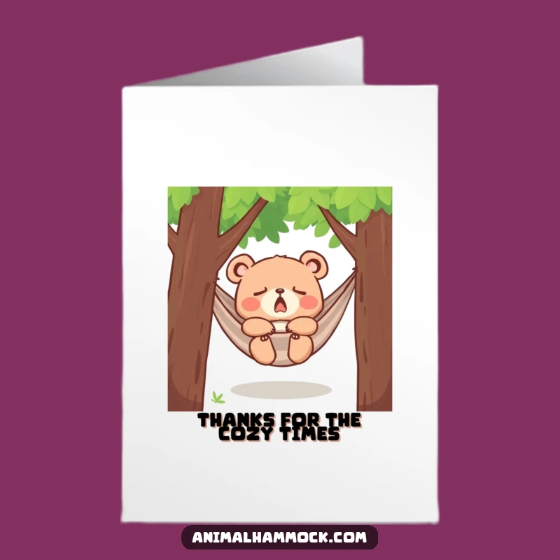 Free Printable Bear Cub Thank You Card: Cozy Hammock Gratitude Downloadable Gift