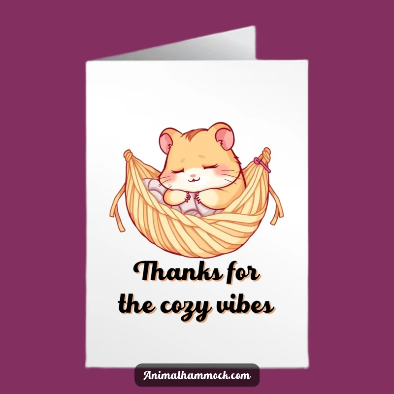 Free Printable Hamster Thank You Card: Cozy Hammock Gratitude Funny Downloadable Gift