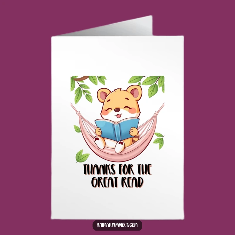 Free Printable Thank You Card: Happy Animal Reading Hammock Funny Downloadable Gift