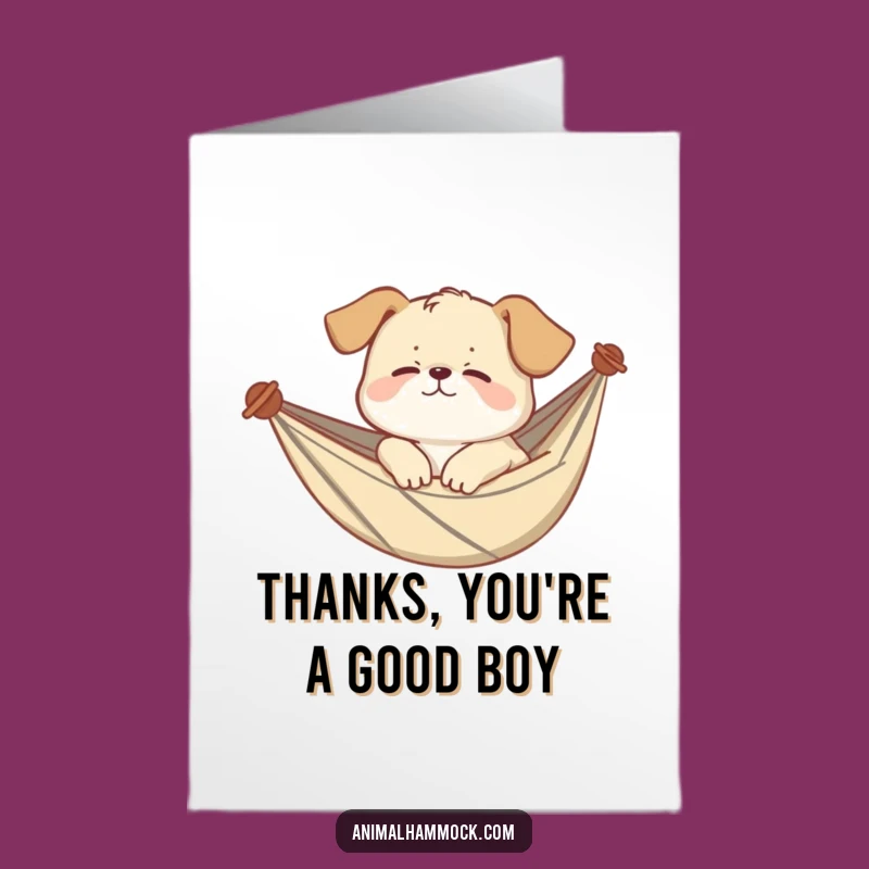 Free Printable Thank You Card: Puppy Hammock Thanks, Cozy Funny Downloadable Gift