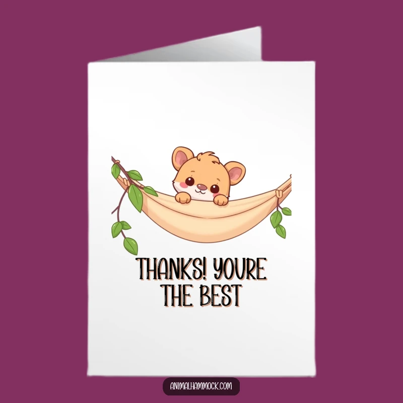 Free Printable Hammock Animal Thank You Card - Cute Animal Peek Downloadable Gift