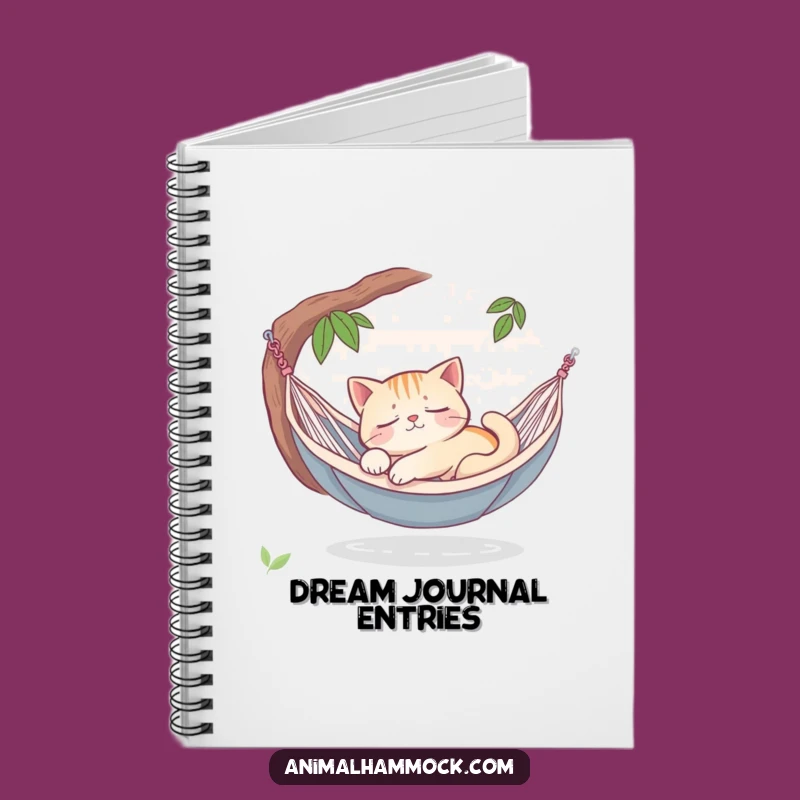 Funny Sleepy Cat Hammock Notebook - Jot Down Dreams with Peaceful Style