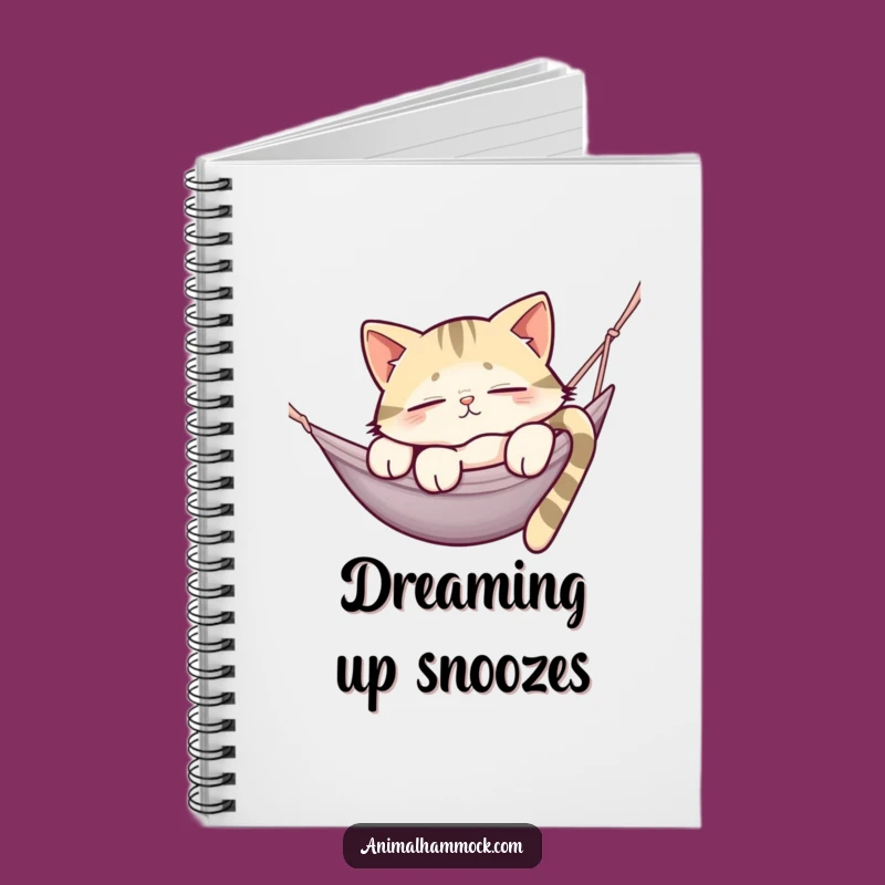 Funny Sleepy Cat Hammock Notebook - Gift for Cat Lovers & Dreamers