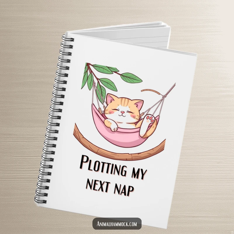 Funny Cat Notebook: A notebook featuring a cat in a hammock, providing comedic inspiration for writing and note-taking, a fun gift idea.