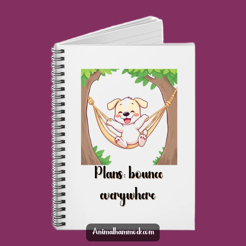 Funny Playful Puppy Hammock Notebook - Gift for Dog Lovers & Planners