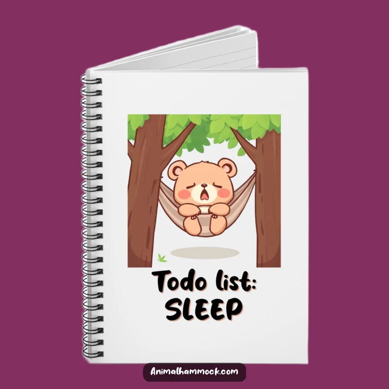 Funny Bear Cub Hammock Notebook - Jot Down Dreams with Sleepy Style