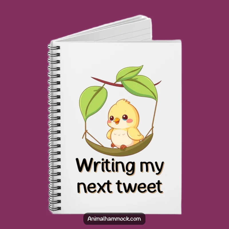 Funny Happy Bird Leaf Hammock Notebook - Journal Your Joys & Humorous Gift