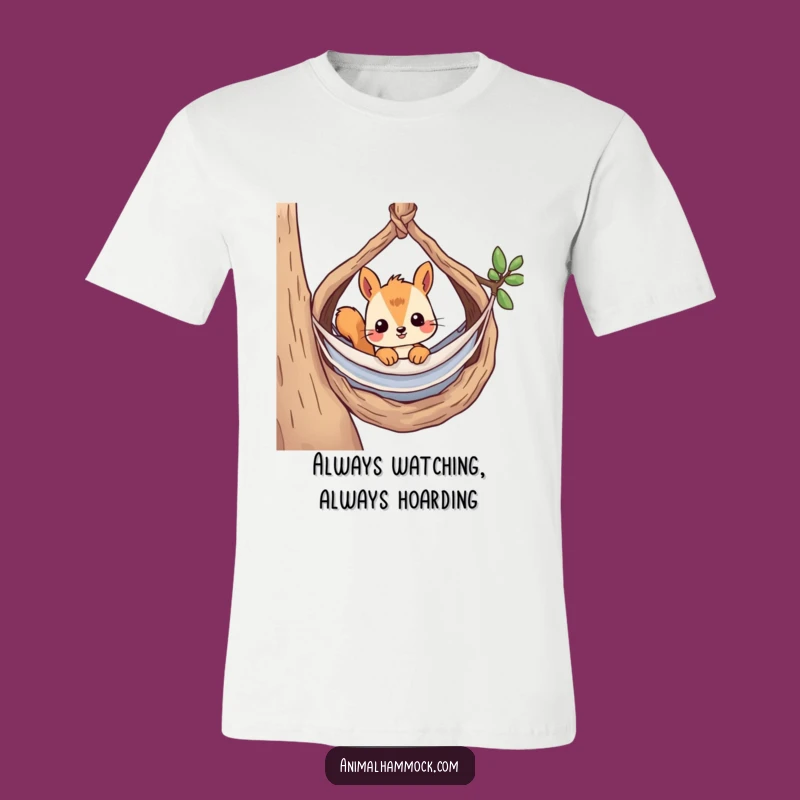 Funny Curious Squirrel Hammock T-Shirt - Cozy Peeking Design & Great Gift