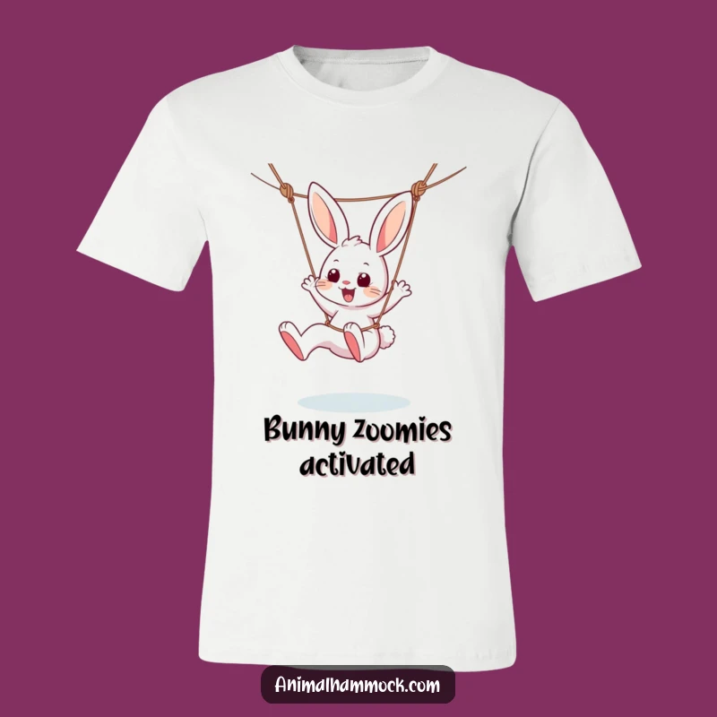 Funny Playful Bunny Hammock T-Shirt - Expressive Joyful Kicking Tee & Great Gift