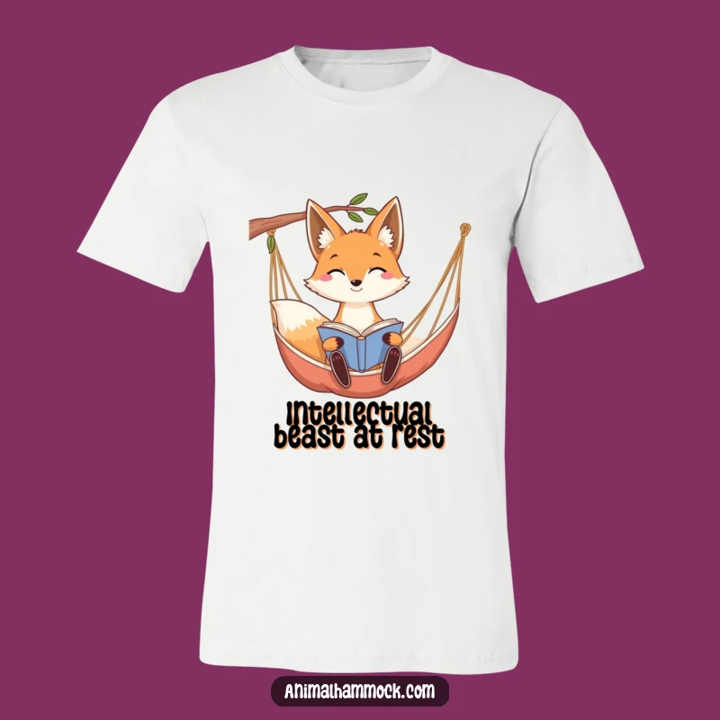 Funny Reading Fox Hammock T-Shirt - Bookish Comfort & Cute Fox Tee