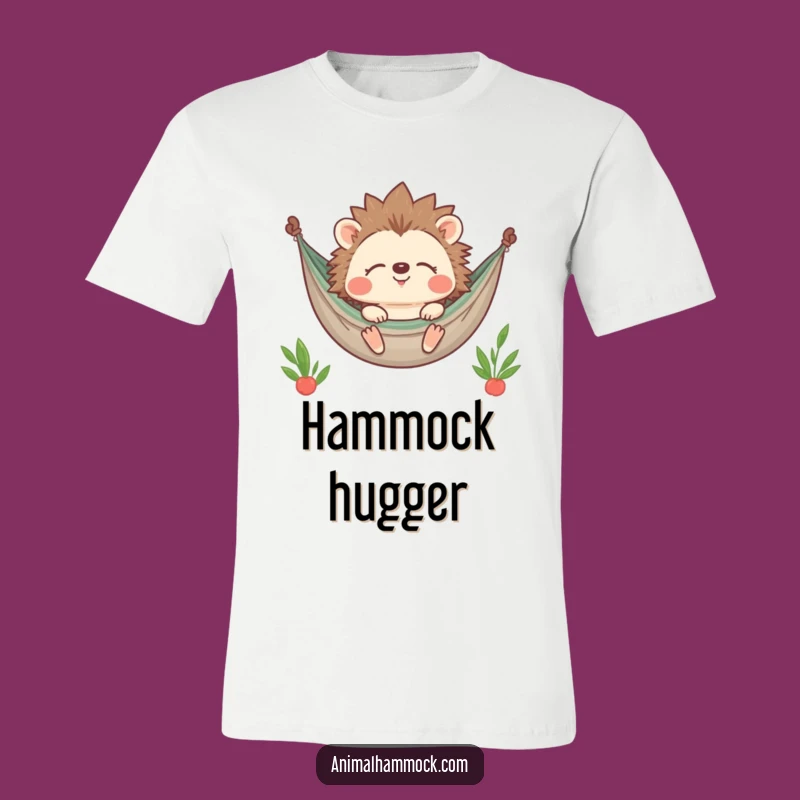 Funny Hedgehog Hammock Smile T-Shirt: Content Sleeper Relaxed Tee