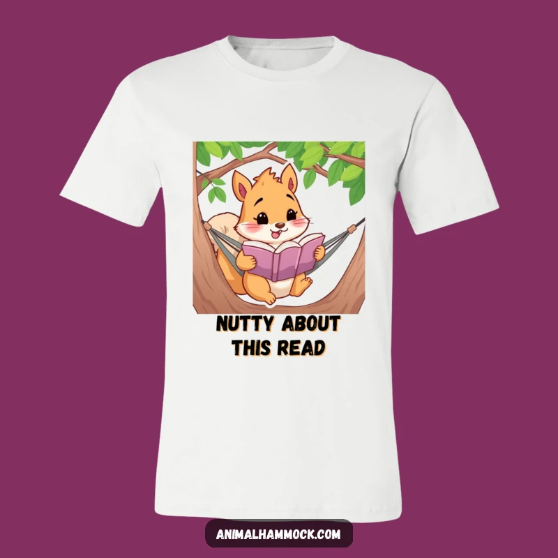 Funny Squirrel Reading Tee: Enthusiastic Bookworm in Hammock Humor Shirt Gift