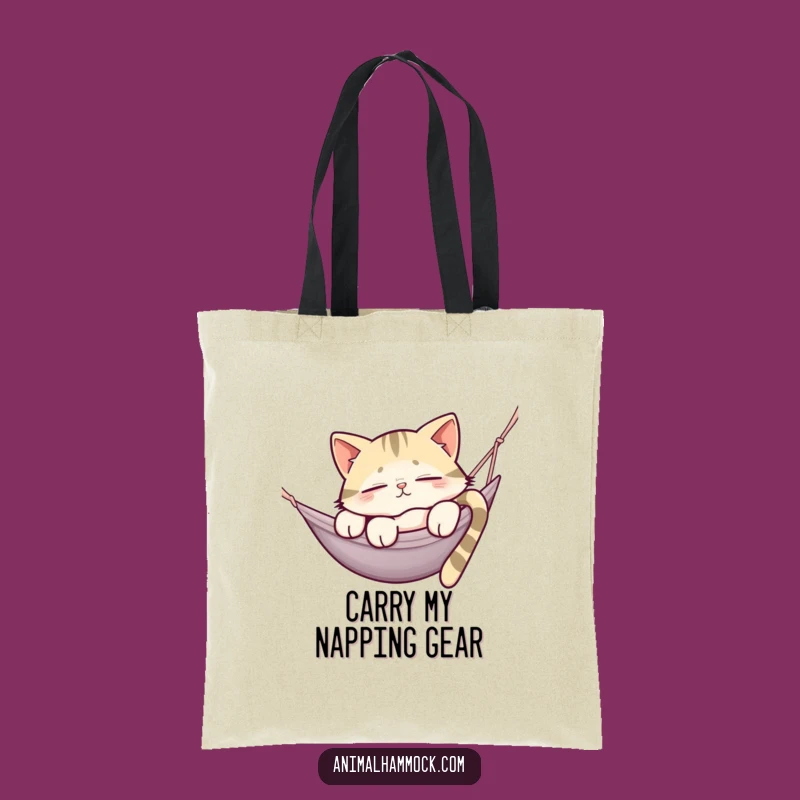 Funny Sleepy Cat Hammock Tote Bag - Whimsical Gift for Cat Lovers