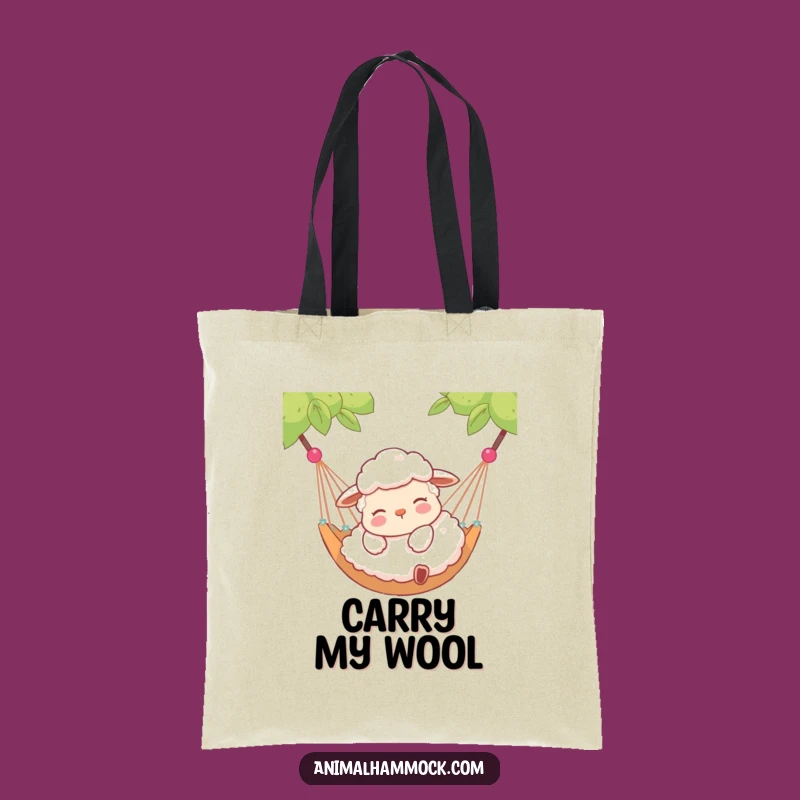 Funny Contented Sheep Hammock Tote Bag - Whimsical Gift for Farm Lovers