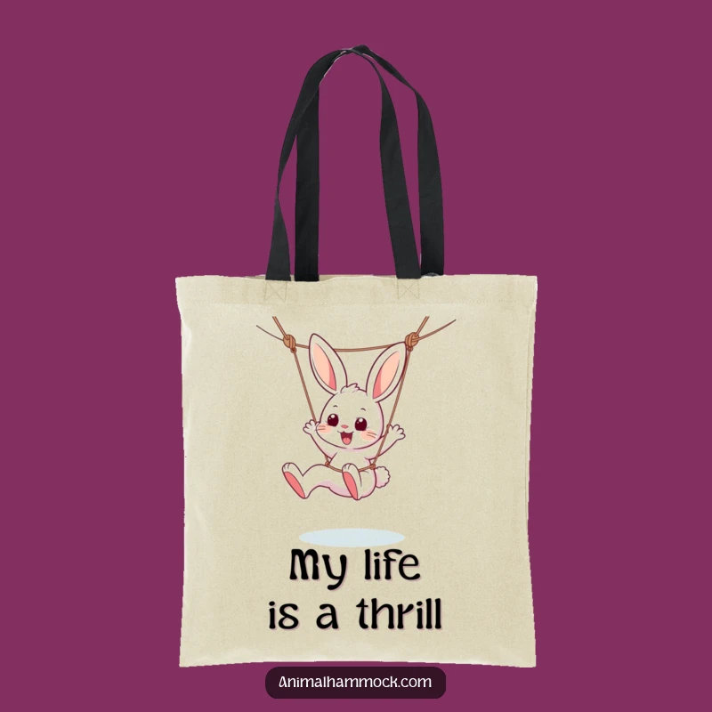Funny Playful Bunny Hammock Tote Bag - Whimsical Carry-All & Hilarious Gift